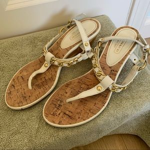 Coach Sandals with Cork Soles and Gold Chain